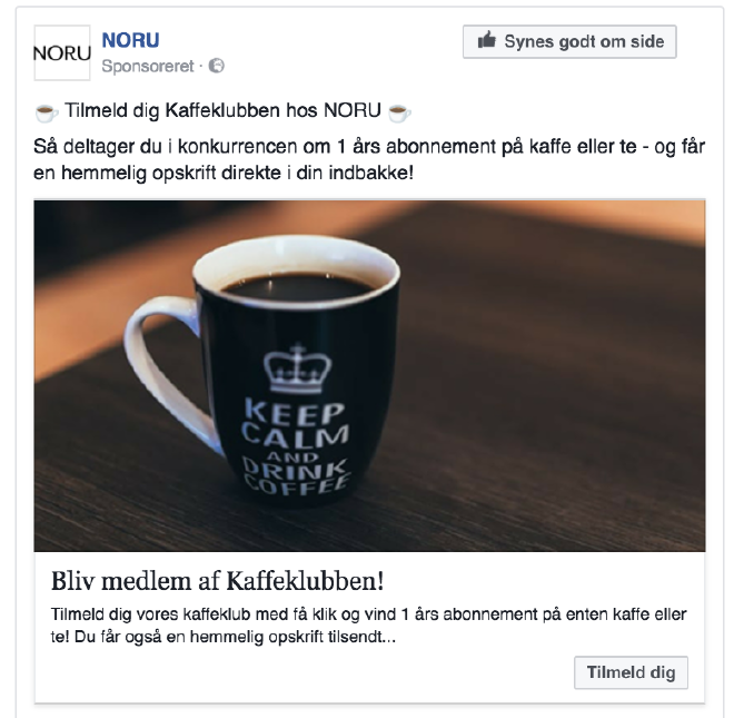 Kaffeklub lead ad på Facebook